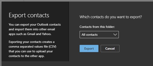 export contacts
