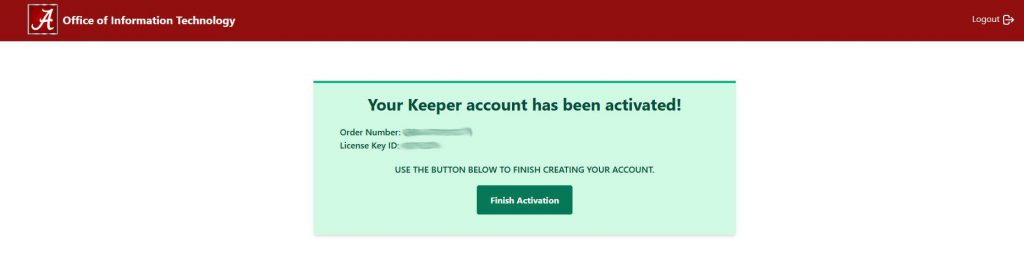 account activation screen