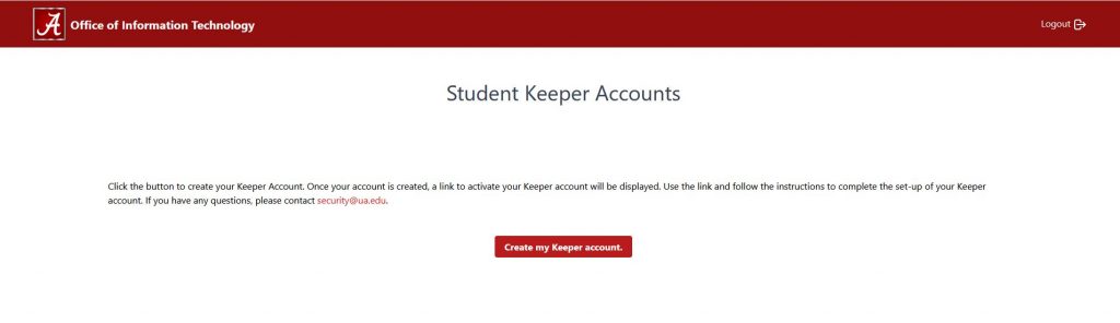 Student keeper accounts screen