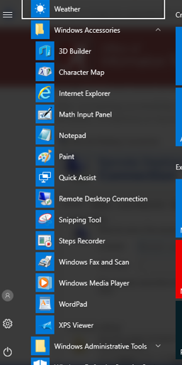 main windows menu