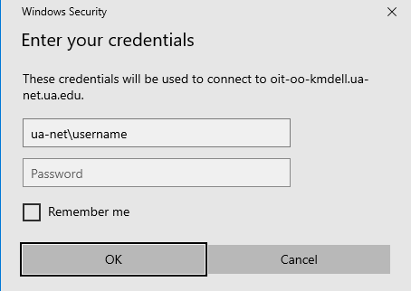 enter credentials