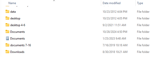 Visual representation of what the computer looks when it is displaying h:drive files on the PC.